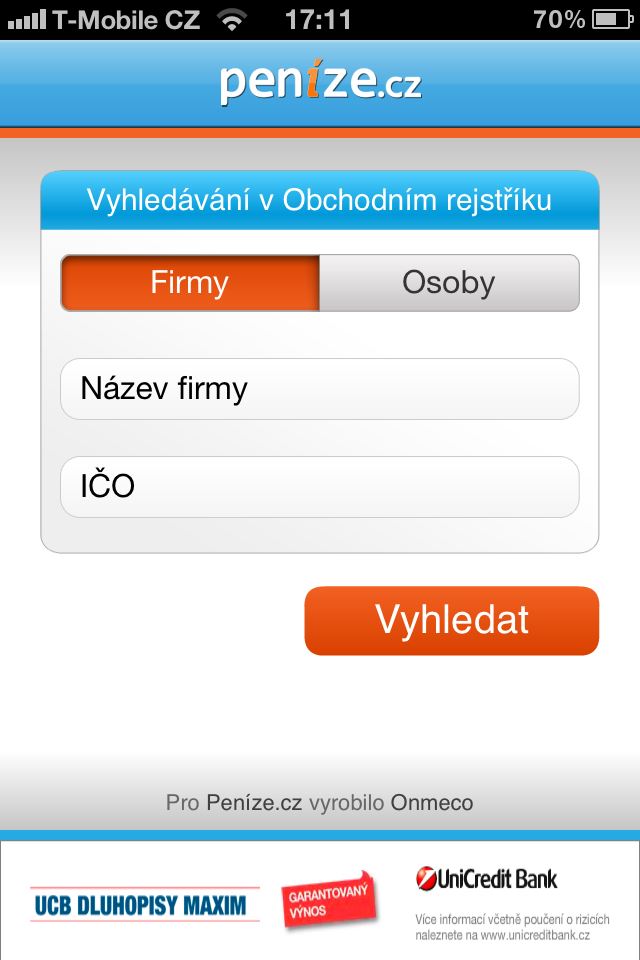 Aplikace Obchodní rejstrík