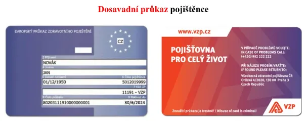 Starý průkaz od VZP