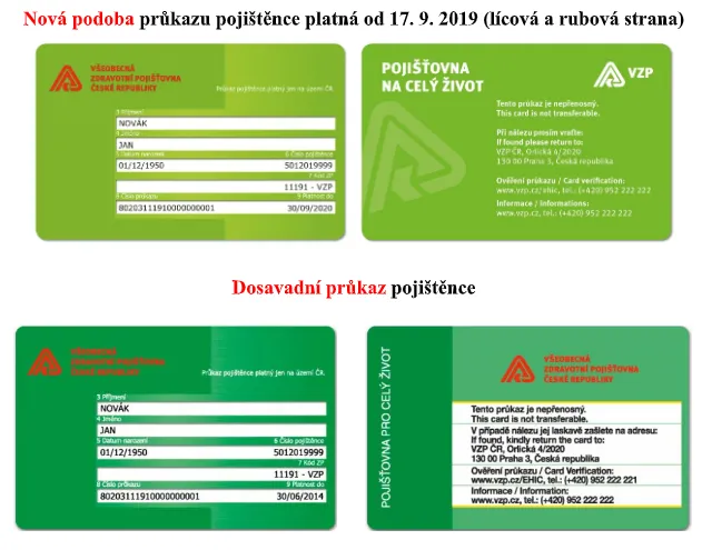 Nový a starý zelený průkaz od VZP