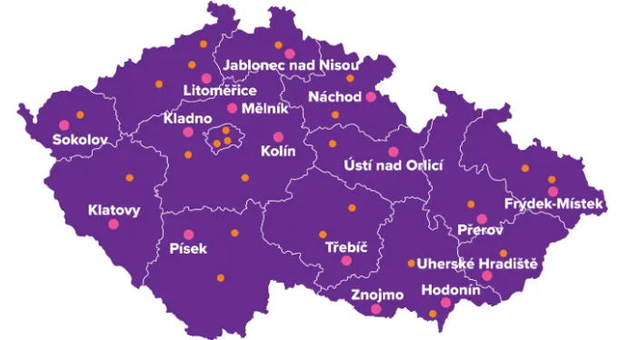 Mapa nových poboček OZP