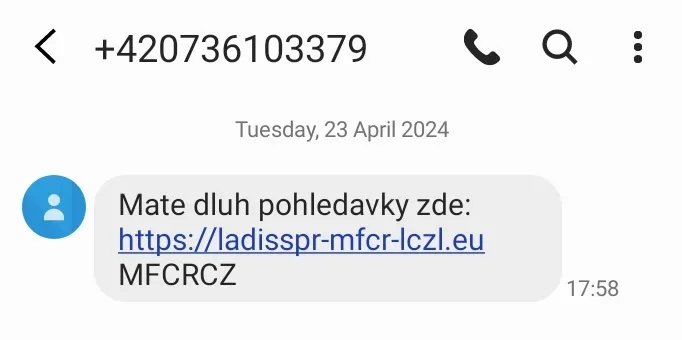 Podvodná SMS nedoplatek daně