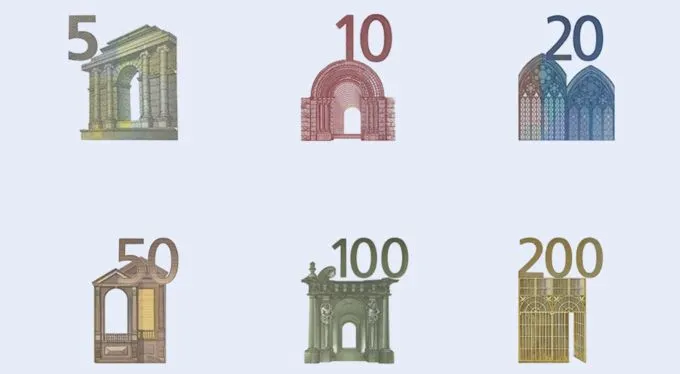 Motivy eurobankovek.