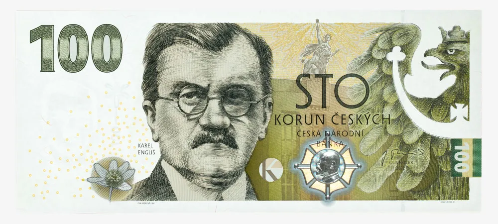 Pamětní stokoruna s Karlem Englišem. Líc