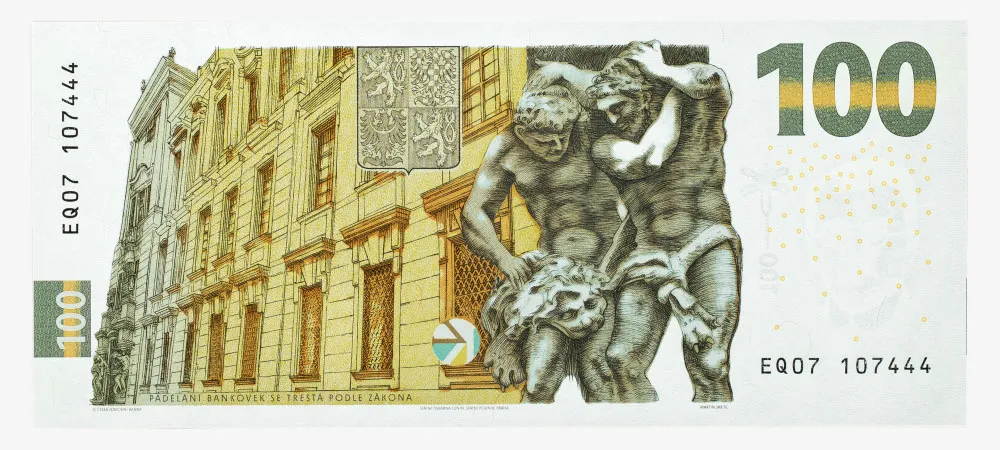 Pamětní stokoruna s Karlem Englišem. Rub