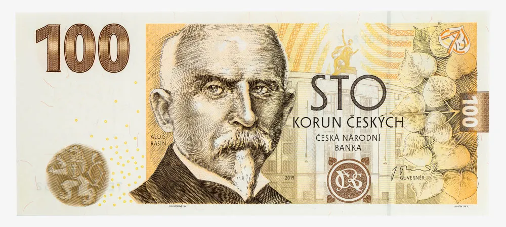 Pamětní stokoruna s Aloisem Rašínem. Líc