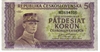 Padesátikorunová bankovka, rok 1945