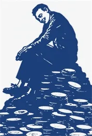 Muž na haldě peněz