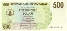 Zimbabwský dolar 500