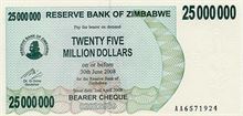 Zimbabwský dolar 25000000