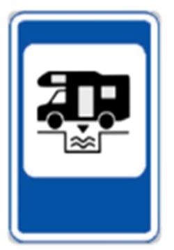 Servisní místo pro sanitaci hygienických zařízení obytných vozidel dopravní značka IJ 15