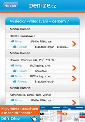 Aplikace Obchodní rejstřík