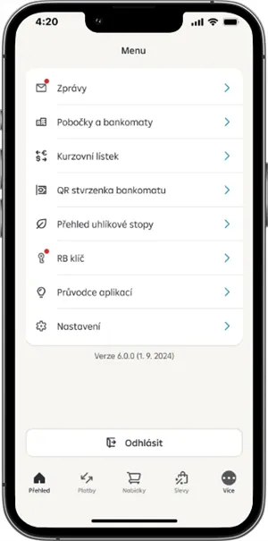 Uhlíková stopa Raiffeisenbank aplikace