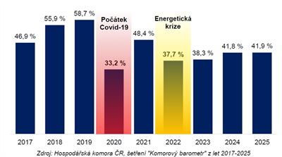 Podíl firem poskytujících 13. plat v jednotlivých letech