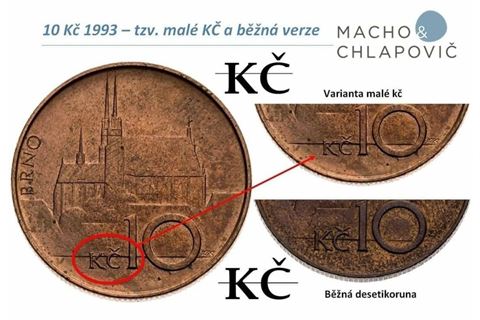 Jak poznat vzácnou minci 10 Kč 1993, tzv. malé Kč