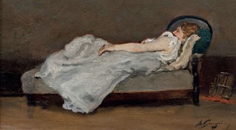 Paul Gauguin: Mette spící na sofa
