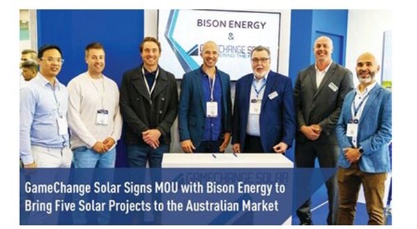 Společnost GameChange Solar podepsala memorandum o porozumění se společností Bison Energy, v rámci kterého realizují na australském trhu pětici solárních projektů