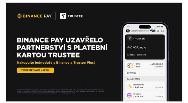 Binance Pay a Trustee Plus zjednoduší českým a slovenským uživatelům platby kryptem