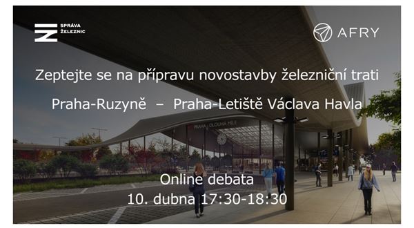 Zveme vás na on-line debatu k přípravě železniční trati z Prahy-Ruzyně na letiště!