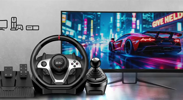 Genius představil závodní volant SpeedMaster X1 s řadicí pákou a pedály