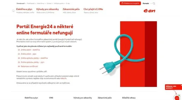 Nonstop 24 hodin? Portál E.ONu je dva měsíce mimo provoz