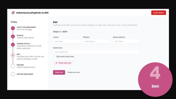 Žádost o jednorázový příspěvek na dítě: způsob výplaty